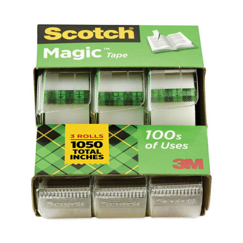 Image of Scotch® Magic Tape In Handheld Dispenser, 1" Core, 0.75" X 25 Ft, Clear, 3/pack