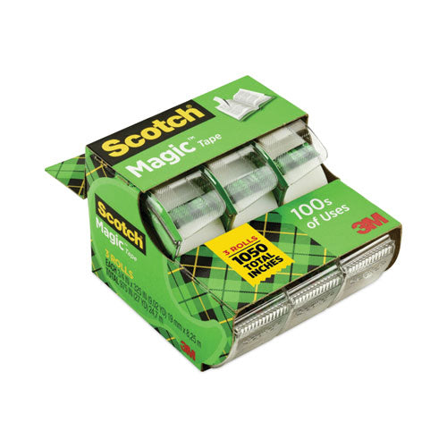 Image of Scotch® Magic Tape In Handheld Dispenser, 1" Core, 0.75" X 25 Ft, Clear, 3/pack