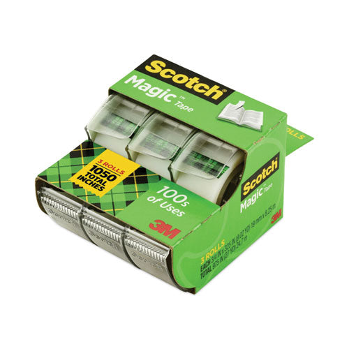 Image of Scotch® Magic Tape In Handheld Dispenser, 1" Core, 0.75" X 25 Ft, Clear, 3/pack