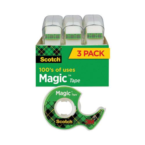 Image of Scotch® Magic Tape In Handheld Dispenser, 1" Core, 0.75" X 25 Ft, Clear, 3/pack