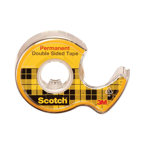 Image of Scotch® Double-Sided Permanent Tape In Handheld Dispenser, 1" Core, 0.5" X 20.83 Ft, Clear, 3/pack