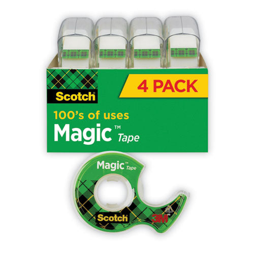 Image of Scotch® Magic Tape In Handheld Dispenser, 1" Core, 0.75" X 25 Ft, Clear, 4/pack