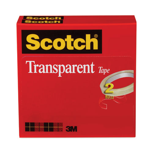 Image of Scotch® Transparent Tape, 3" Core, 0.5" X 72 Yds, Transparent, 2/pack