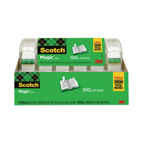Image of Scotch® Magic Tape In Handheld Dispenser, 1" Core, 0.75" X 54.17 Ft, Clear, 6/pack