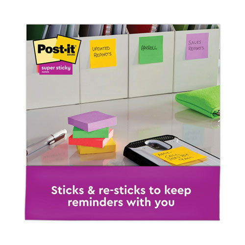 Image of Post-it® Notes Super Sticky Pads in Playful Primary Collection Colors, 2" x 2", 90 Sheets/Pad, 8 Pads/Pack