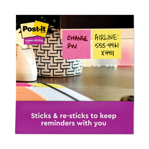Image of Post-it® Notes Super Sticky Pads in Energy Boost Collection Colors, 2" x 2", 90 Sheets/Pad, 8 Pads/Pack