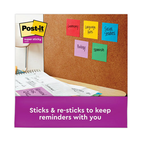 Image of Post-it® Notes Super Sticky Pads in Playful Primary Collection Colors, 3" x 3", 90 Sheets/Pad, 5 Pads/Pack