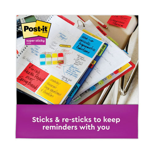 Image of Post-it® Notes Super Sticky Pads in Playful Primary Collection Colors, 3" x 3", 90 Sheets/Pad, 5 Pads/Pack