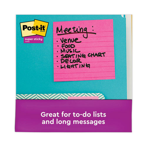 Image of Post-it® Notes Super Sticky Pads in Energy Boost Collection Colors, Note Ruled, 4" x 4", 90 Sheets/Pad, 6 Pads/Pack