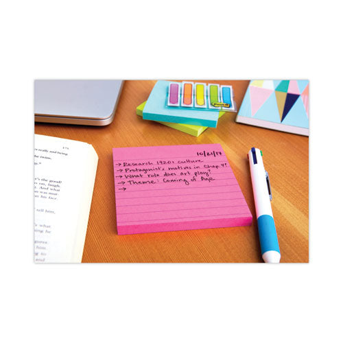 Image of Post-it® Notes Super Sticky Pads in Energy Boost Collection Colors, Note Ruled, 4" x 4", 90 Sheets/Pad, 6 Pads/Pack