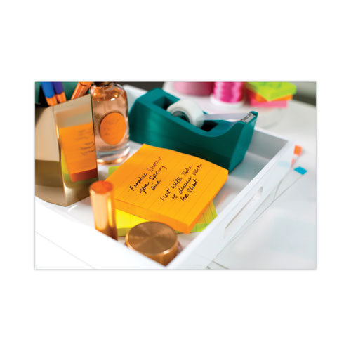 Image of Post-it® Notes Super Sticky Pads in Energy Boost Collection Colors, Note Ruled, 4" x 4", 90 Sheets/Pad, 6 Pads/Pack