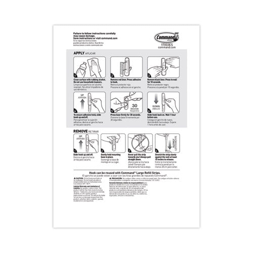 Image of Command General Purpose Hooks, Large, Plastic, White, 5 lb Capacity, 14 Hooks and 16 Strips/Pack