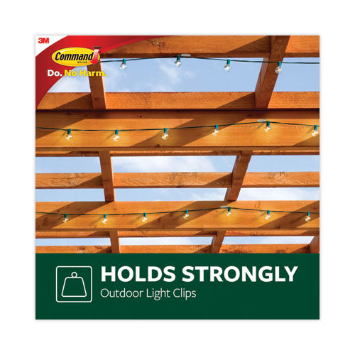 Image of Command All Weather Hooks and Strips, Small, Plastic, Clear, 16 Clips and 20 Strips/Pack