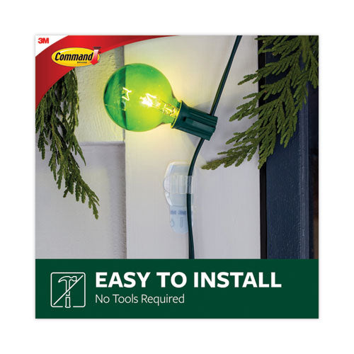 Image of Command All Weather Hooks and Strips, Small, Plastic, Clear, 16 Clips and 20 Strips/Pack