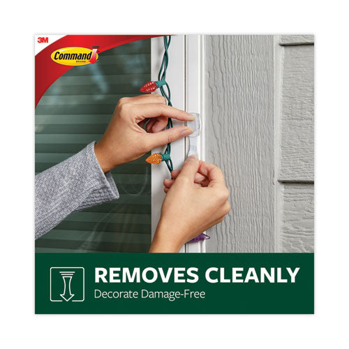 Image of Command All Weather Hooks and Strips, Small, Plastic, Clear, 16 Clips and 20 Strips/Pack