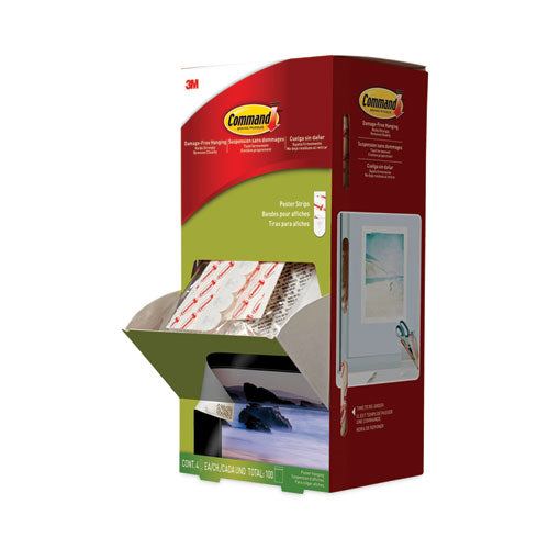 Image of Command Poster Strips, Removable, Holds Up To 1 Lb Per Pair, 0.63 X 1.75, White, 136/pack