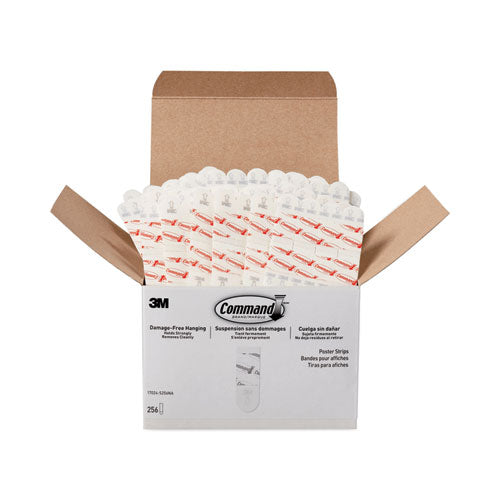 Image of Command Poster Strips, Removable, Holds Up To 1 Lb Per Pair, 1.63 X 2.75, White, 256/pack