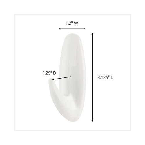 Image of Command General Purpose Designer Hooks, Medium, Plastic, White, 3 lb Capacity, 50 Hooks and 50 Strips/Carton