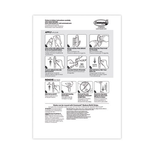 Image of Command General Purpose Designer Hooks, Medium, Plastic, White, 3 lb Capacity, 50 Hooks and 50 Strips/Carton