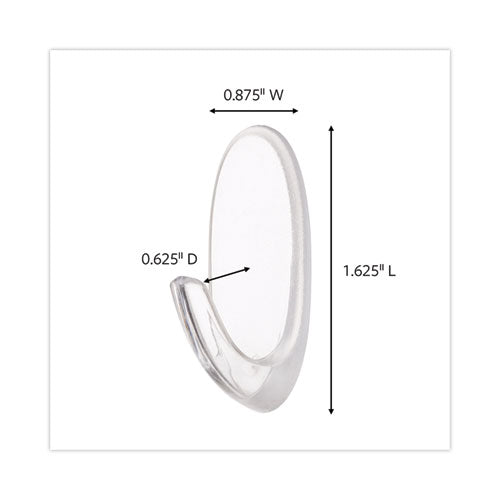 Image of Command Clear Hooks and Strips, Medium, Plastic, 2 lb Capacity, 50 Hooks with 50 Adhesive Strips/Carton