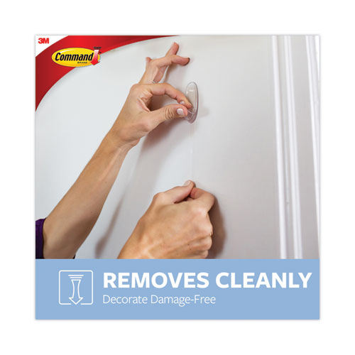 Image of Command Clear Hooks and Strips, Medium, Plastic, 2 lb Capacity, 50 Hooks with 50 Adhesive Strips/Carton
