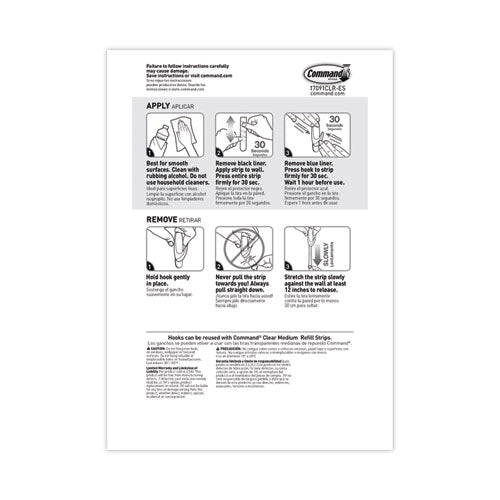 Image of Command Clear Hooks and Strips, Medium, Plastic, 2 lb Capacity, 50 Hooks with 50 Adhesive Strips/Carton