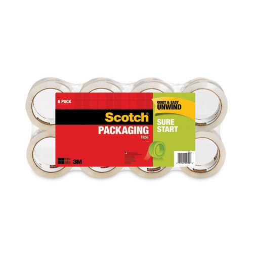 Image of Scotch® Sure Start Packaging Tape, 3" Core, 1.88" X 54.6 Yds, Clear, 8/pack