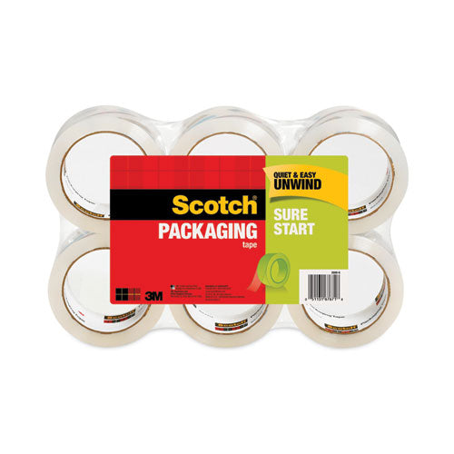 Image of Scotch® Sure Start Packaging Tape, 3" Core, 1.88" X 54.6 Yds, Clear, 6/pack