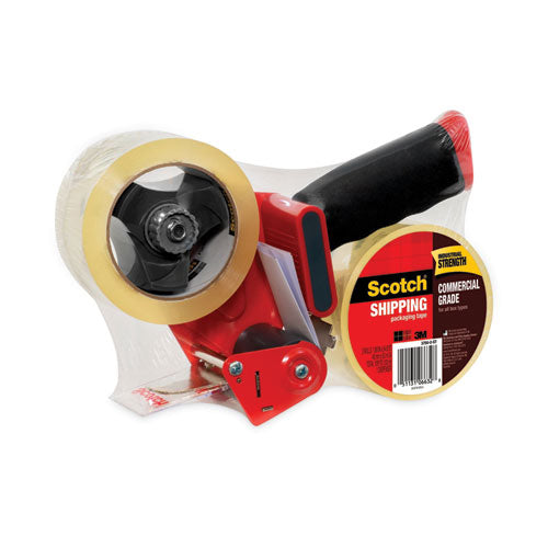 Image of Scotch® Packaging Tape Dispenser With Two Rolls Of Tape, 3" Core, For Rolls Up To 0.75" X 60 Yds, Red