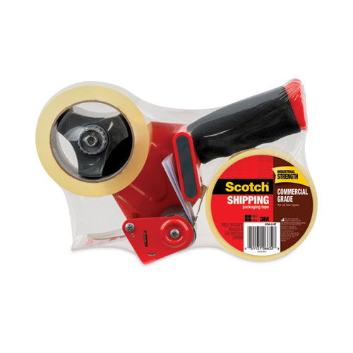 Image of Scotch® Packaging Tape Dispenser With Two Rolls Of Tape, 3" Core, For Rolls Up To 0.75" X 60 Yds, Red