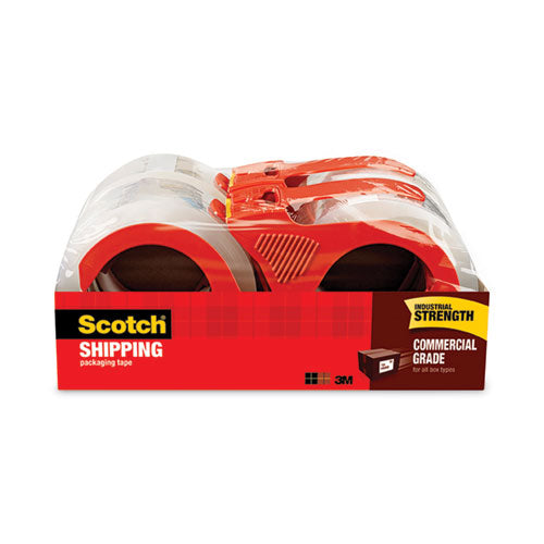 Image of Scotch® 3750 Commercial Grade Packaging Tape With Dispenser, 3" Core, 1.88" X 54.6 Yds, Clear, 4/pack