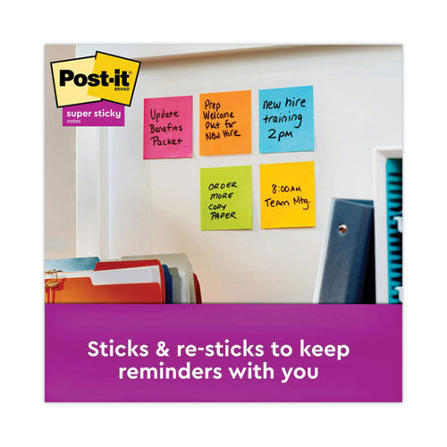 Image of Post-it® Notes Super Sticky Pads in Energy Boost Collection Colors, 3" x 3", 90 Sheets/Pad, 12 Pads/Pack