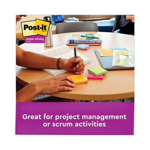 Image of Post-it® Notes Super Sticky Pads in Energy Boost Collection Colors, 3" x 3", 90 Sheets/Pad, 12 Pads/Pack