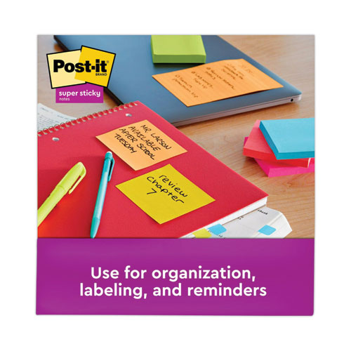 Image of Post-it® Notes Super Sticky Pads in Energy Boost Collection Colors, 3" x 3", 90 Sheets/Pad, 12 Pads/Pack