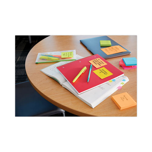 Image of Post-it® Notes Super Sticky Pads in Energy Boost Collection Colors, 3" x 3", 90 Sheets/Pad, 12 Pads/Pack