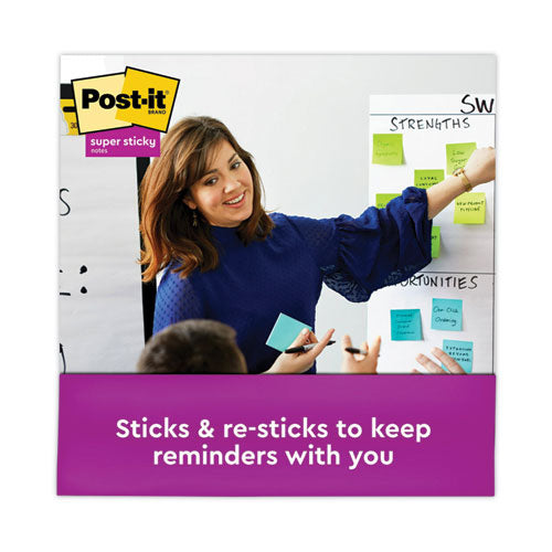 Image of Post-it® Notes Super Sticky Pads in Energy Boost Collection Colors, 3" x 3", 90 Sheets/Pad, 24 Pads/Pack