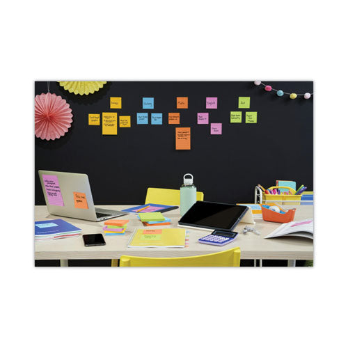 Image of Post-it® Notes Super Sticky Pads in Energy Boost Collection Colors, 3" x 3", 90 Sheets/Pad, 24 Pads/Pack