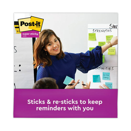 Image of Post-it® Notes Super Sticky Pads in Energy Boost Collection Colors, Cabinet Pack, 3" x 3", 70 Sheets/Pad, 24 Pads/Pack