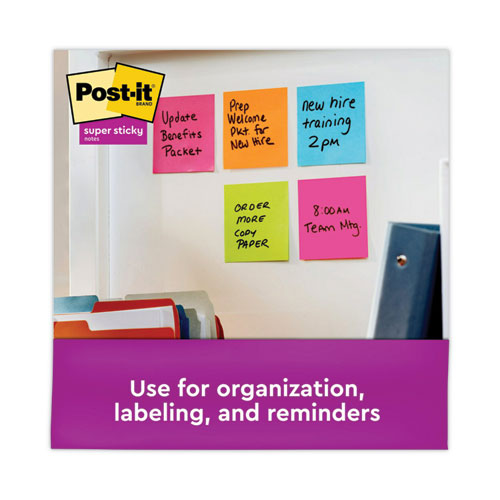 Image of Post-it® Notes Super Sticky Pads in Energy Boost Collection Colors, Cabinet Pack, 3" x 3", 70 Sheets/Pad, 24 Pads/Pack