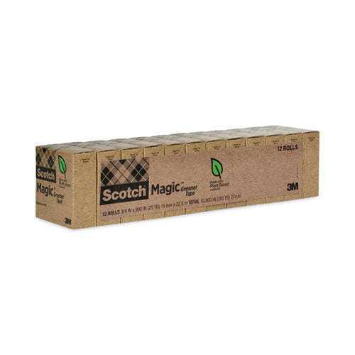 Image of Scotch® Magic Greener Tape, 1" Core, 0.75" X 75 Ft, Clear, 12/pack