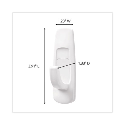 Image of Command General Purpose Hooks Multi-Pack, Large, Plastic, White, 5 lb Capacity, 3 Hooks and 6 Strips/Pack