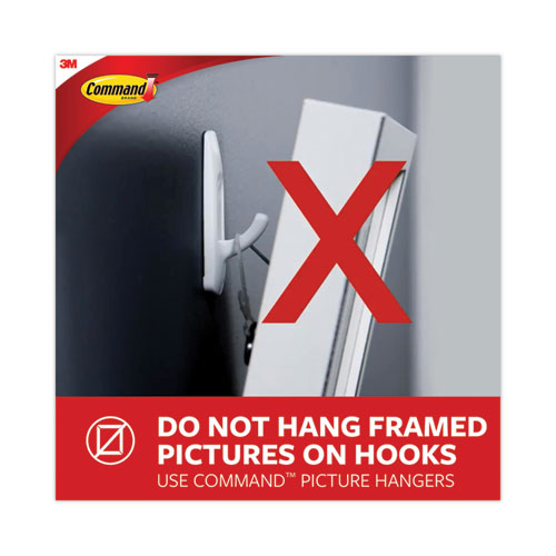 Image of Command General Purpose Hooks Multi-Pack, Large, Plastic, White, 5 lb Capacity, 3 Hooks and 6 Strips/Pack
