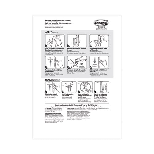 Image of Command General Purpose Hooks Multi-Pack, Large, Plastic, White, 5 lb Capacity, 3 Hooks and 6 Strips/Pack