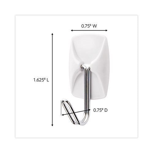 Image of Command General Purpose Wire Hooks Multi-Pack, Small, Metal, White, 0.5 lb Capacity, 9 Hooks and 12 Strips/Pack