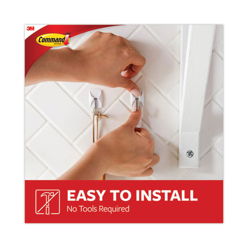 Image of Command General Purpose Wire Hooks Multi-Pack, Small, Metal, White, 0.5 lb Capacity, 9 Hooks and 12 Strips/Pack