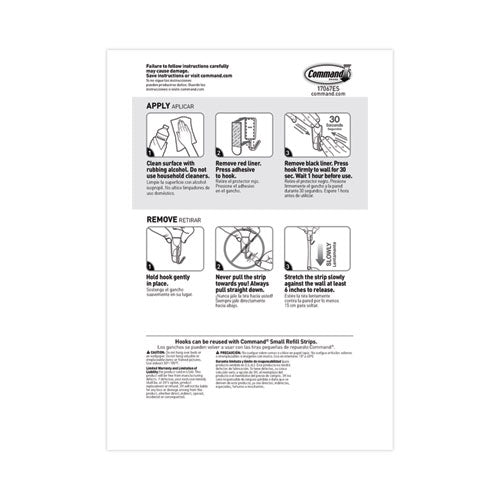 Image of Command General Purpose Wire Hooks Multi-Pack, Small, Metal, White, 0.5 lb Capacity, 9 Hooks and 12 Strips/Pack