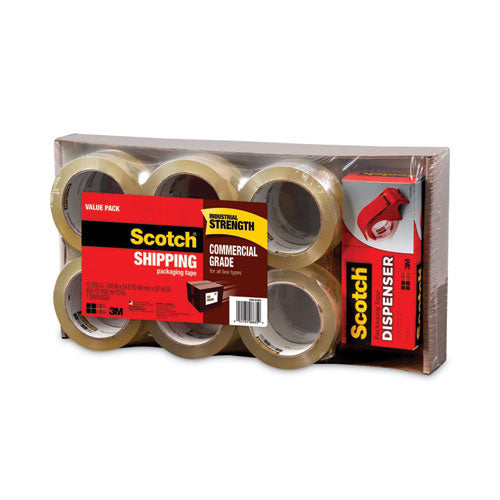 Image of Scotch® 3750 Commercial Grade Packaging Tape With Dp300 Dispenser, 3" Core, 1.88" X 54.6 Yds, Clear, 12/pack
