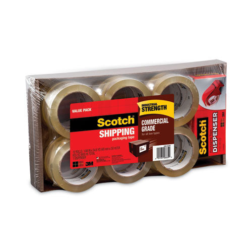 Image of Scotch® 3750 Commercial Grade Packaging Tape With Dp300 Dispenser, 3" Core, 1.88" X 54.6 Yds, Clear, 12/pack