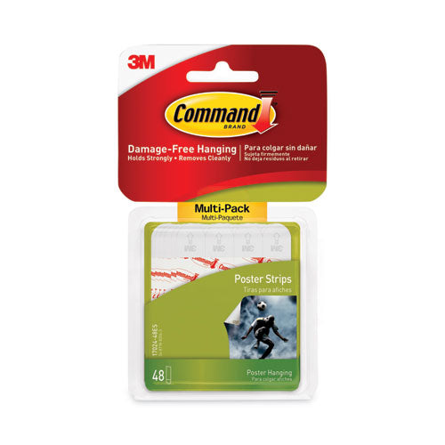 Image of Command Poster Strips Value Pack, Removable, Holds Up To 1 Lb, 0.63 X 1.75, White, 48/pack