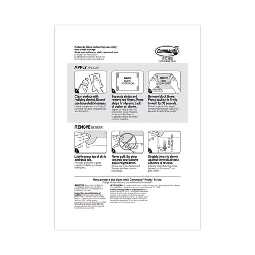 Image of Command Poster Strips Value Pack, Removable, Holds Up To 1 Lb, 0.63 X 1.75, White, 48/pack
